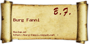 Burg Fanni névjegykártya